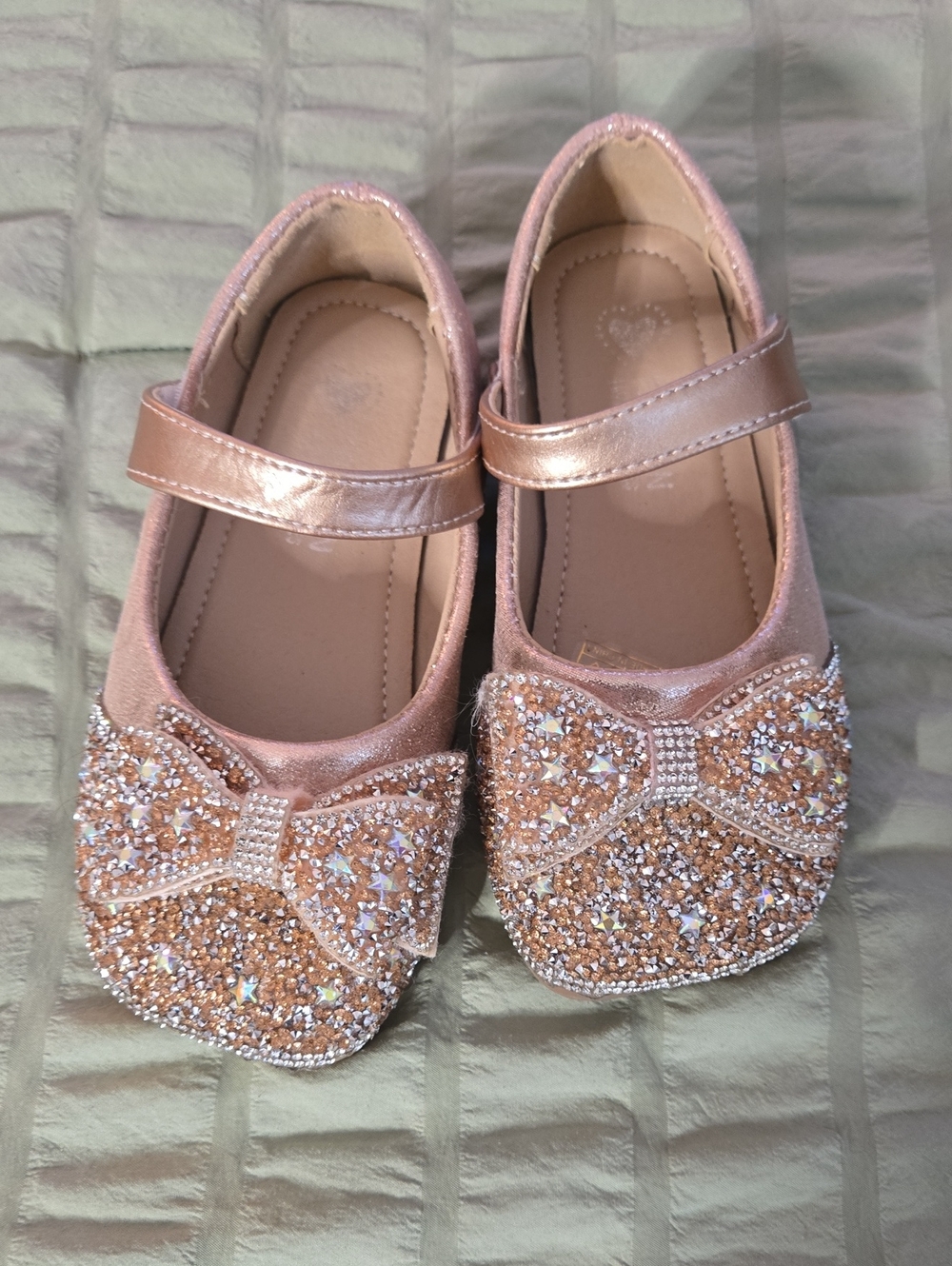 Girls' Sparkle Bow Mary Janes - Rose Gold